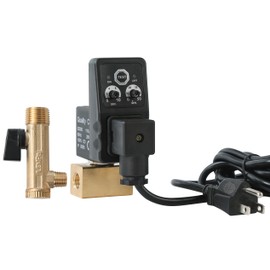 Automatic Electronic Tank Drain Kit, 1/4" NPT Timer Operated Compressor Air Drain Valves with 1/4" flexible Braided Steel Tube and Ball Valve Strainer 1/2" x 1/4" MNPT