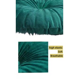 NatureMan Round Throw Pillow, Velvet Decoration Small Throw Pillow, Pumpkin Throw Pillow Cushion Suitable for living room sofa bed floor 13.7 inches, (dark green)