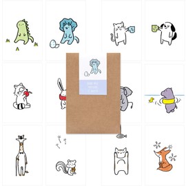 Monolike Buddy ver.2 Single cards - mix 12 pack, unique and cute 12 animal Single cards