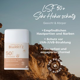 Laboratoires de Biarritz - Tinted Sun Stick - SPF50 - Organic Certified - Beige - Protects and Conceals Scars and Irregularities - 12g - Made in France