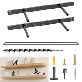 Kinchoix 22" Heavy Duty Floating Shelf Brackets (2 Pack), Black, Modern Style, Wall Mount, Supports Up to 450 lbs, Ideal for Living Room, Kitchen, Office, Bathroom