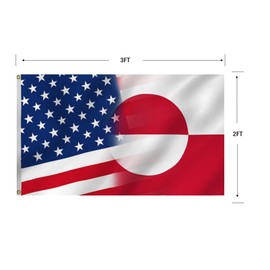 America Greenland Flag 2X3FT, USA Greenlander Friendship Flags,Both Sides Printed, Men Women Banner,Vibrant Colors, Double Stitched with 2 Brass Grommets, Bar Garden Street Decoration, GYM, Office Decor,Indoor Outdoor Use,Gifts. (X-US-GL, 2x3ft)