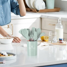 Küchenhelfer set, kochlöffel set, küchenutensilien mit Besteckbox, 12 Stück Silikon Kochutensilien Kochgeschirr, Spülmaschinenfest hitzebeständiges