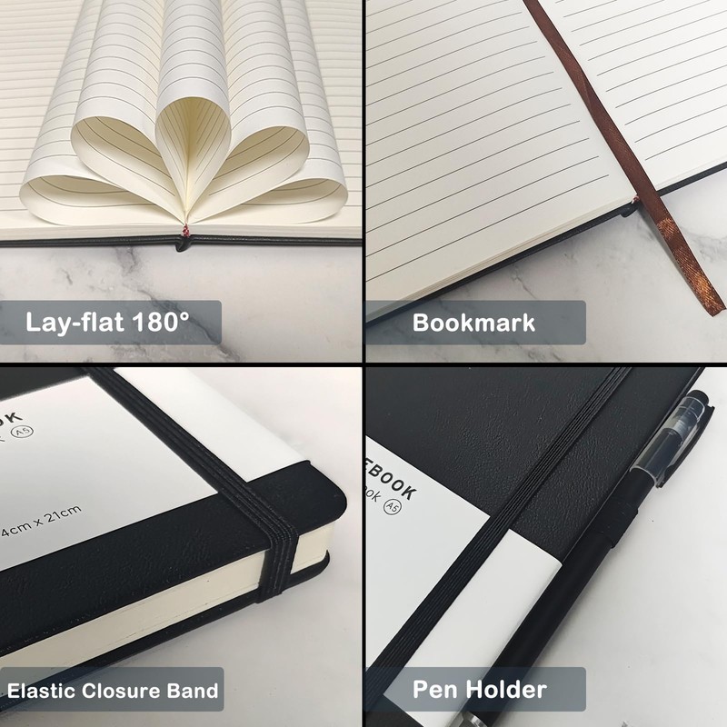 MerryNine A5 Lined Journal Notebook, 200 Pages, Medium 8.3x5.5 inches,