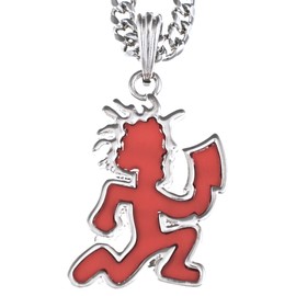 GWOOD Juggalo Pendant with Necklace SILVER/RED COLOR WITH 30 INCH CUBAN CHAIN