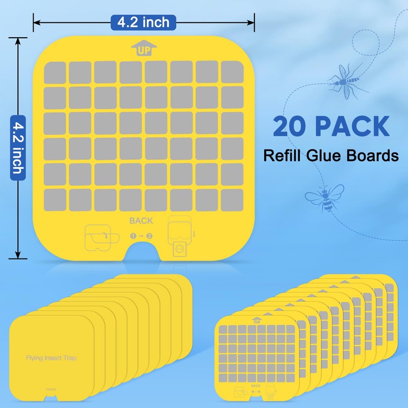 20 Packs Sticky Replacement Glue Card，Fly Trap Indoor Refill，Gnat Traps