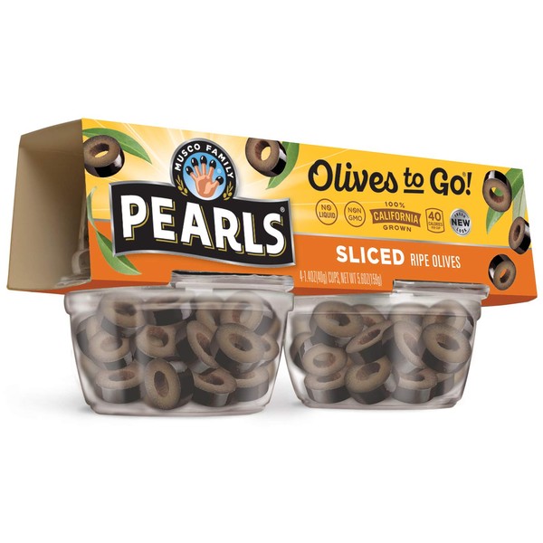 PEARLS Pearls Olives To Go! Sliced Ripe Black Olives, 24 - 1.4 oz Cups, 33.6 oz