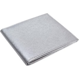 Dom Teporna Men's Ultra Thin Bi-Fold Wallet, Cowhide Leather, YKK Zipper, Simple, Bill Compartment, Coin Purse, Card Slot, Thin Wallet, Women's, sliver,