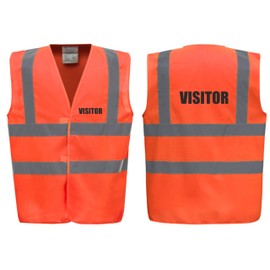 Brook Hi Vis Premium Safety Vest - VISITOR Printed Front & Back, Event Management High Viz Waistcoat, Available in 14 Colours, Festivals (UK, Alpha, XL, Regular, Regular, Orange)