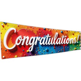 Congratulations Banner for Prom - Congratulations Decorations - Well Done - We Are So Proud of You - 180x40 cm (Multicolor)