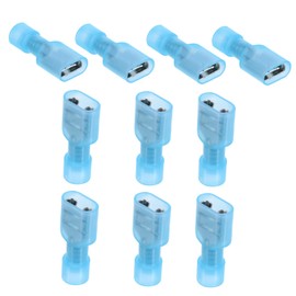 KICHOUSE 150pcs Terminal Double Female Electrical Wire Connectors Automotive Spade Connectors Female Wire Crimp Connectors Kit Disconnect Wire Connectors Power Solder Wiring Nylon Blue