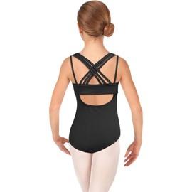 Trsenvrml Girls Gymnastics Leotards Kids Ballet Black Leotard Crisscross Dance Bodysuit Hollow Back (Black, 5-6T)