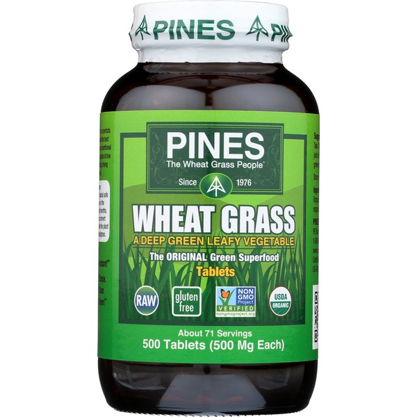 Pines Organic Wheat Grass, 500 Count Tablets