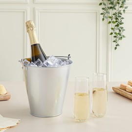 Juvale 3 Pack Galvanized Metal Ice Buckets for Parties, 7 Inch Tin Pails with Handles for Beer, Wine, Champagne, Home Decor, Table Centerpieces, Wedding Decorations, (100 Oz)