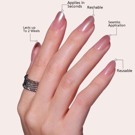 CHARMARK Press on Nails Short Round White French Fake Nails Gel Press on Nails Short Almond Acrylic Nails Set, False Nails with Glue/Stick on Nails for Women 24Pcs