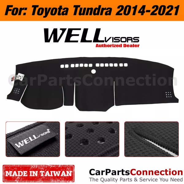Wellvisors Black Dash Mat Dashboard Cover For 2014-2021 Toyota Tundra