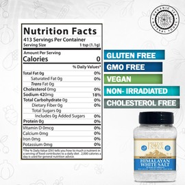 Pride of India- Himalayan White Salt Coarse Grind 1 lbs (453.59 gm)- Rarest & Enriched W/84+ Natural Minerals- Low Sodium- Mineral Rich Nutrition and Enhanced Taste- Healthier Table Salt Substitute