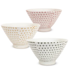 J-kitchens Shozan Kiln Rice Bowl, Set of 3, Diameter 4.3 inches (11 cm), Height 2.6 inches (6.5 cm), Kanna, Kohiki Cana, Hasami Ware, Made in Japan