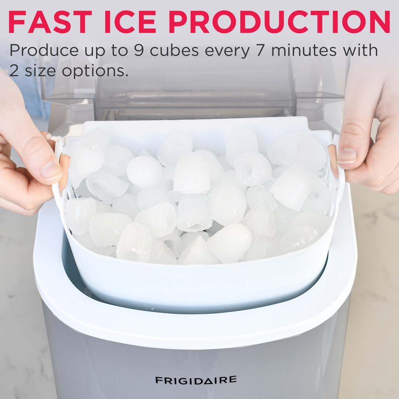 FRIGIDAIRE EFIC189-Silver Compact Ice Maker, 26 lb per Day, Silver