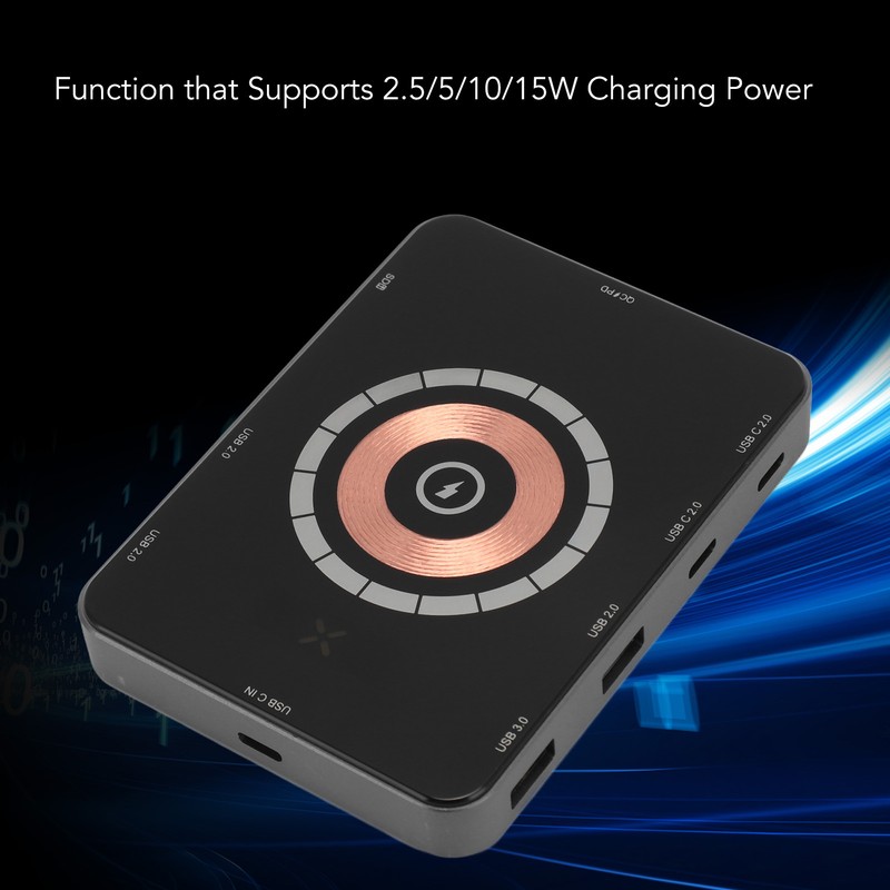 USB C Hub Magnetic Wireless Charging Storage Card Slot Aluminium