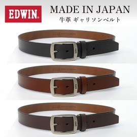 Edwin 0111127 Garrison 22269285 Men's Belt, 1.4 inches (35 mm), 46.5 inches (118 cm), Made in Japan, Cowhide Leather, Single, dark brown