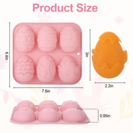 2 Pack Easter Silicone Molds,3D Bunny Easter Molds Silicone,6 Cavity Easter Egg Molds Silicone,Non-Stick Easter Candy Molds Silicone for Easter Baking Cookie,Chocolate,Jelly(Pink)