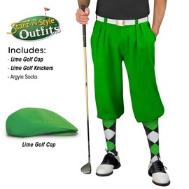 Golf Knickers Start-in-Style Traditional (Plus Fours) Outfit for Men - Lime - Size 42