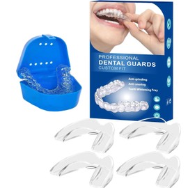 BOUENN Mouthpiece, Bruxism Prevention, For Sleeping, Guard, Teeth Protection, Moldable, Unisex, Set of 4 (2 Large x 2 Small), Storage Case Included