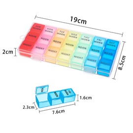 ALTcompluser ALTcompluser Pill Box Organisers, Transparent 7 Day 3 Time a Day Pill Storage Case, Portable Weekly Pill Dispenser with 21 Compartments for Medication and Supplements