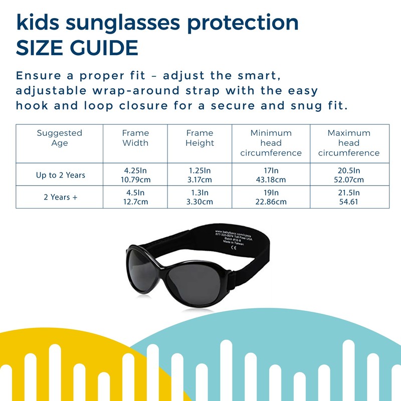 KidzBanz Retro Sunglasses Black, 2-5 Years, 100% UVA Protection