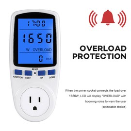 YOUTHINK Electricity Usage Monitor Power Meter Plug Home Energy Watt Volt Amps Wattage KWH Consumption Analyzer with Digital LCD Display Overload Protection