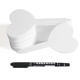 Dutreg 100 Stück Herzförmige Pflanzschilder Set - Wetterfeste Pflanzetiketten mit Marker, 4.2x8.7cm Weiße Outdoor Stecketiketten für Garten, Blumenbeete & Kräuter