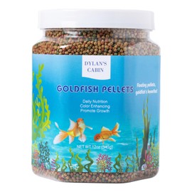 Dylan's cabin Floating Goldfish Food Pellets 12oz - Pond Fish Food Growth Formula with Krill Spirulina Color Enhancing for Goldfish & Koi, Keep Clean Water