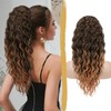PEACOCO Ponytail Extension 20inch Long Synthetic Drawstring Ponytail Afro Curly