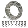 1/4" Stainless Steel Cable 50FT Wire Rope with Clamps and
