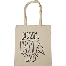 Hippowarehouse Crazy rat lady Tote Shopping Gym Beach Bag 42cm x38cm, 10 litres