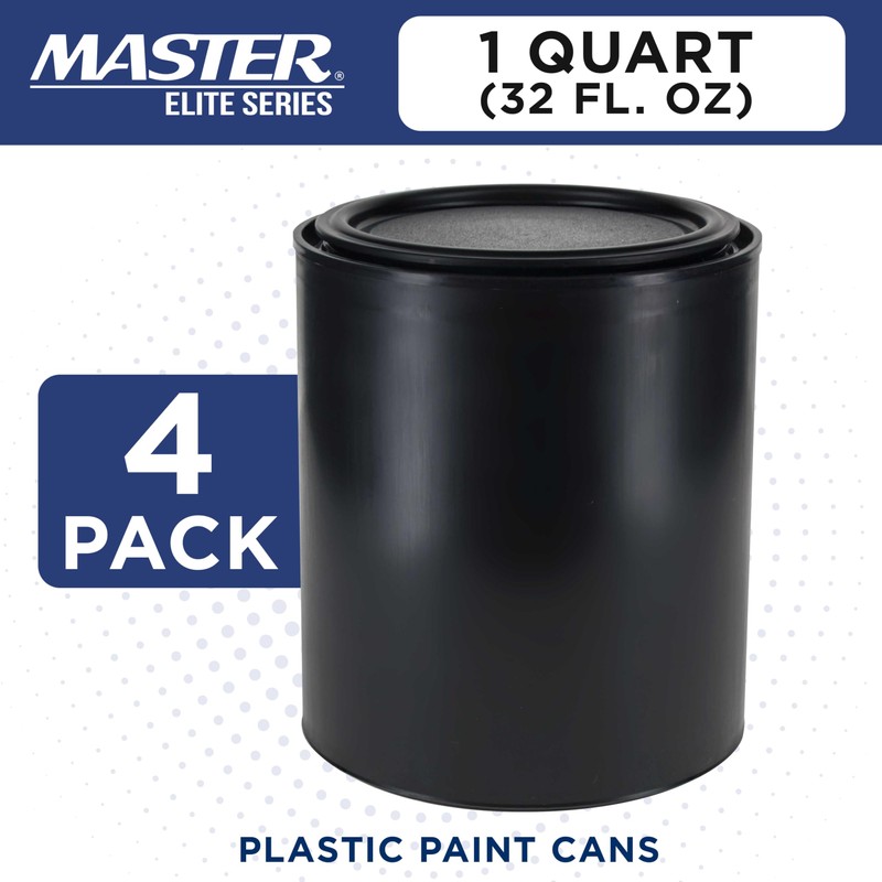 Master Elite 1 Quart Empty Plastic Paint Can Bucket, Pack