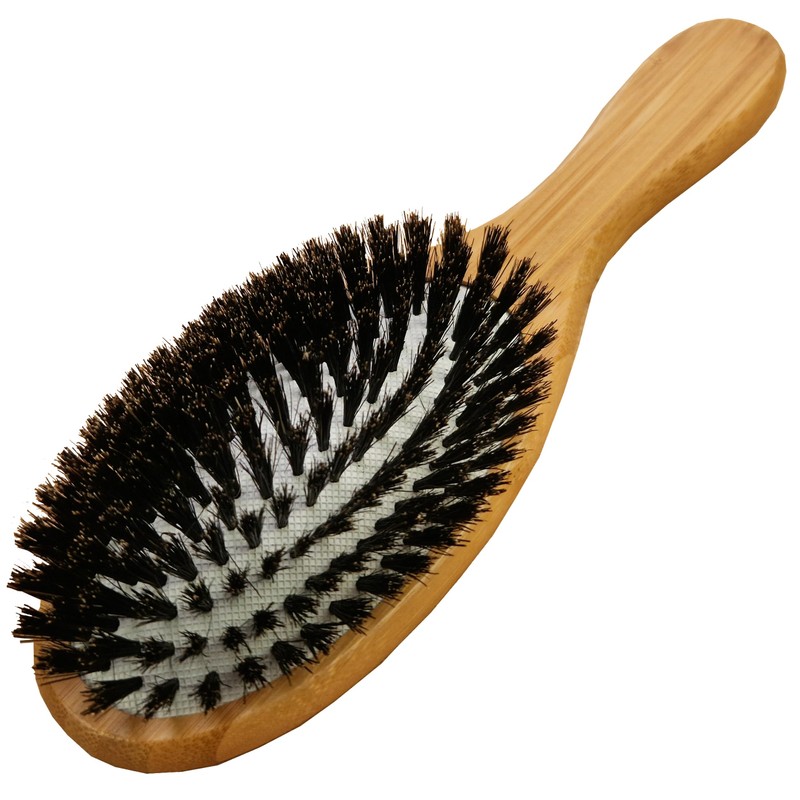 Bamboo Wooden Hair Brush with Natural Bristle