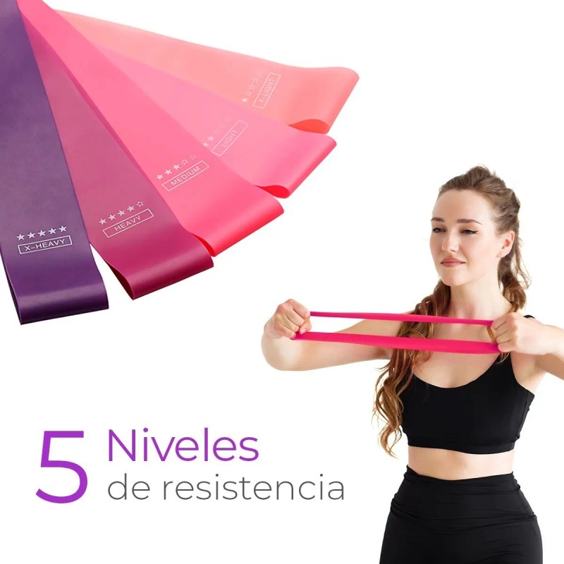 Bandas Para Ejercicio Resistencia Elásticas 5 Niveles Yoga Fitness