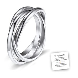 To My Daughter Ring Heart Rings for Women Gold Dainty Rhinestone Ring Set Crystal Infinity Finger Ring Vintage Midi Ring for Teen Girls Christmas Gifts for Girls