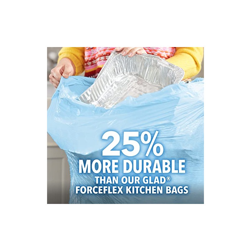 Glad ForceFlex MaxStrength Tall Kitchen Drawstring Trash Bags, 13 Gallon,