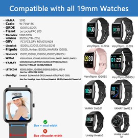 SUGARJAR Metal Bracelet Compatible GRV FC1.19 mm Replacement Strap for Veryfitpro, Yamay Fitness, GRV, Willful, Popglory, Blackview, Umidigi, ID205S ID205G ID215G ID216 SW020 SW023 WF021 WF025 Uwatch3