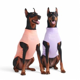Spark Paws Sunblock Dog T-Shirt, SPF30 Protection, Lightweight Breathable Quick Dry for Dogs with Sensitive Skin - Purple & Peach (Set of 2) - 3XL