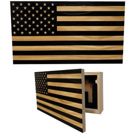 American Flag Concealed Gun Cabinet, Hidden Gun Storage American Flag (Black)
