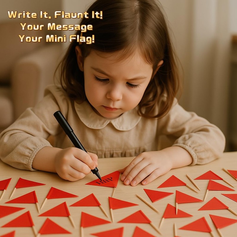 100 PCS Classic Red Toothpick Flags - Mini Solid Triangle