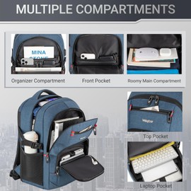 Velaybor 40L Expandable Laptop Backpack, Anti-thief Travel Backpack with USB Charging Port, Airline Approved Business Waterproof Carry on Luggage, Fits 15.6" Laptop for Men Women