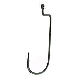 Worm Hook, Size 2/0, Needle Point, Round Bend, Offset, Ringed Eye, NS Black, 6 per Pack