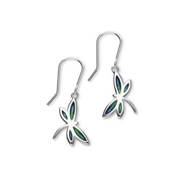 Ortak 925 Sterling Silver Handmade Drop Earrings Dragon Fly Design Hot Glass Hand Enamel Fish Hook High Polished Scottish Fine Jewellery Made In Scotland