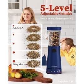 Electric Pepper Grinder, Stainless Steel Rechargeable Salt or Pepper Grinder with 4.5 oz Large Capacity, 1.8" Wide Mouth, Adjustable Coarseness, Ideal for Kitchen