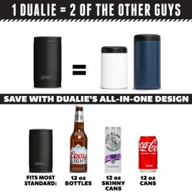 DUALIE 3 in 1 Insulated Can Cooler - Universal Size for 12 oz Cans, Slim Cans, and Bottles - 10+ Colors Available, Black